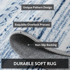 9x12 Area Rugs for Living Room Machine Washable Rug Distressed Indoor Carpet Neutral Moroccan Boho Rug Ultra Soft Area Rug for Bedroom Dining Room Playroom Office, Blue