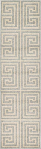 Unique Loom Athens Collection Classic Geometric Modern Border Design Area Rug (2' 7 x 10' 0 Runner, Gray/ Beige)