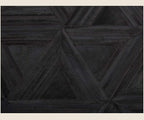 Black Round Rug 4x4 ft – Soft Anti-Slip Modern Faux Leather Area Carpet with Textured Geometric Pattern Rug for Living Room, Bedroom, Dining, Kids Room, Playroom, Lounge & Home Decor