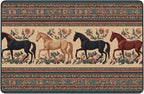 Horse Western Boho Ethnic Style Area Rug Washable Outdoor Rugs Anti-Slip Soft Carpet Entryway Indoor Door Mat for Bedroom,Living Room,Porch,Terrace and Entrance Decor 9'x 6'