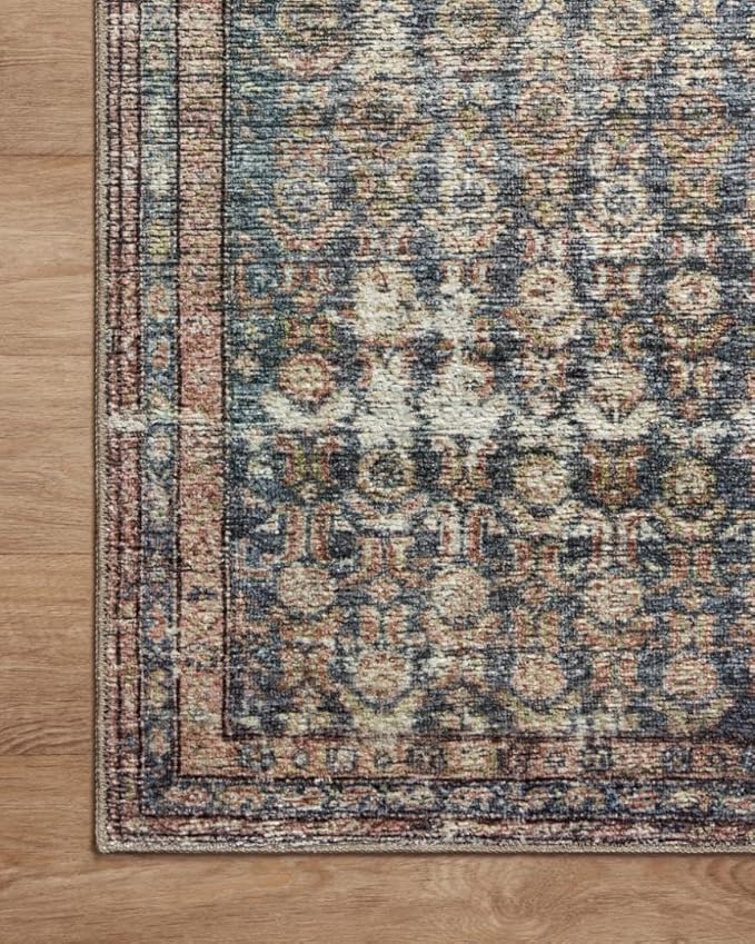 Loloi Amber Lewis Billie Collection, Ocean & Brick 2'-0" x 5'-0" Area Rug – Antique & Distressed Accent Rugs for Living Room, Bedroom, Entryway & Hallway, No Shed High Traffic Area Home Decor Rug