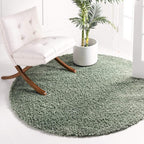 Unique Loom Davos Shag Collection Area Rug - Solid (6' 1" Round, Sage)