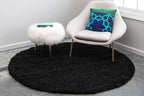 Unique Loom Solid Shag Collection Area Rug (7' 10" Round, Jet Black)