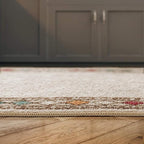 Antep Rugs Alfombras Modern Bordered 2x5 Non-Skid (Non-Slip) Low Profile Pile Rubber Backing Kitchen Area Rugs (Beige, 2' x 5' Oval)
