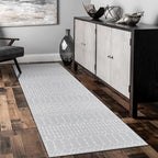Lahome Moroccan Runner Rugs for Hallway 2x8 Throw Ultra-Thin Kitchen Rugs Runner Non Skid Washable Non-Slip Entryway Carpet Grey Distressed Print Mat for Bathroom Bedroom Laundry Room