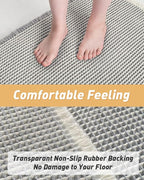 Upgraded Waffle Bath Mat, Super Absorbent Non Slip Bath Mats for Bathroom Floor, Machine Washable Bathroom Rugs with Tassels, Rubber Backed Bathroom Mats, Ultra Soft, 17" x 24",LightGrey & Cream
