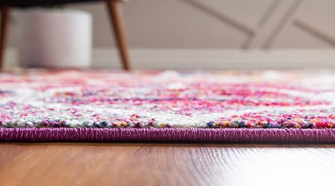 Rugs.com Lattice Frieze Collection Rug – 7' Square Multi Medium Rug Perfect for Living Rooms, Kitchens, Entryways