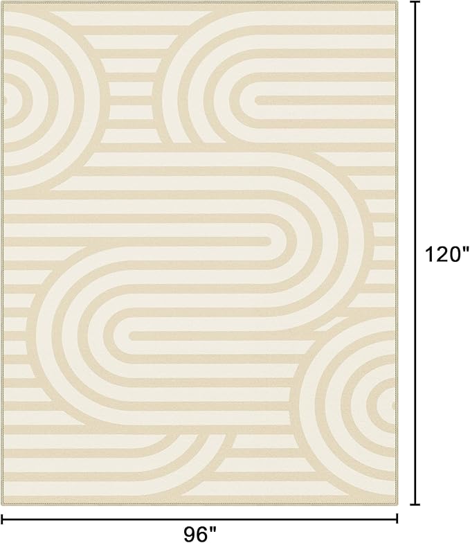 Bavni Area Rugs 8x10, Modern Soft Bedroom Rug, Machine Washable Rug Non Slip, Abstract Low Pile Large Rugs for Living Room, Dining Room, Abstract Brown Beige