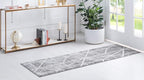 Rugs.com Lattice Trellis Collection Rug – 6 Ft Runner Gray Low-Pile Rug Perfect for Hallways, Entryways