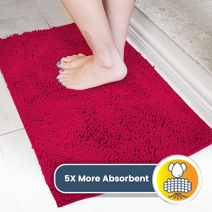 Muddy Mat® | Super Absorbent Door Mat Indoor, Microfiber Quick Dry Chenille Entryway Rug, Non-Slip Front Door Mat, Indoor Mats for Entryway, Machine Washable Pet Rug, Maroon 35"x60"