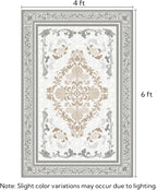 SOULFUL Medium Pile 4x6 Rugs for Living Room - Soft Foot Feel Area Rug - Light Taupe Boho Floral - Washable Non-Slip - Perfect for Bedroom Kids Room Under Dining Table Office