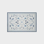EVERGRACE Area Rugs for Entryway 2x3, Boho Floral Faux Wool Indoor Outdoor Small Rugs, Washable Rugs for Bedroom Bathroom Laundry Doormat, Low Pile Floor Mat Carpet for Home Decor, Porcelain Blue