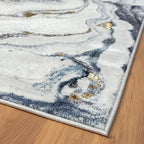 LUXE WEAVERS Marble Effect Abstract Blue 4x5 Area Rug