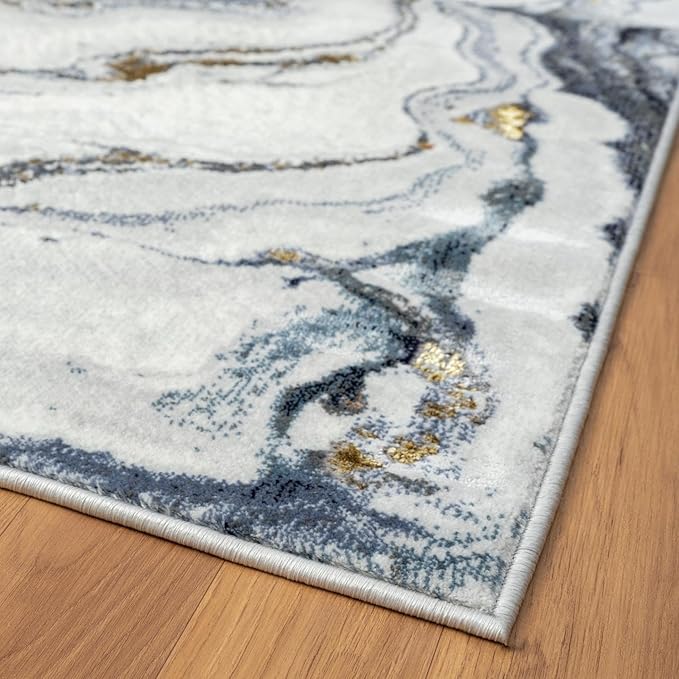 LUXE WEAVERS Marble Effect Abstract Blue 5x7 Area Rug