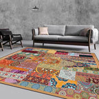 Vintage Boho Area Rugs Multicolor Ethnic Style Geometric Splicing Carpets Bedroom Living Room Kitchen Floor Mats Indoor Outdoor Non-Shedding Runner Rug Home Décor Carpet 3' X 8'