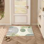 Modern Green Rug 2x3 Bathroom Non-Slip Washable Mat Abstract Aesthetic Rug Modern with Tropical Leaves Carpet Suitable for Bathroom Entrance Bedroom Indoor Entrance Door Mat