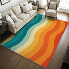 70s Rugs for Bedroom - 8x10 Area Rugs, Retro 70s Living Room Rug, Vintage Abstract Wave Rug for Bedroom, Colorful Groovy Washable Carpet, Retro Swirl Striped Home Decor & Gifts