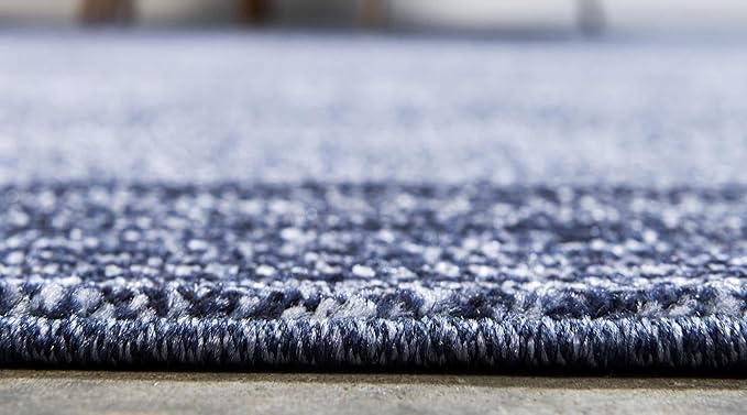 Rugs.com Angelica Collection Rug – 8 Ft Round Navy Blue Medium Rug Perfect for Kitchens, Dining Rooms