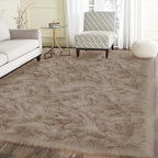 Latepis 5x8 Area Alfombras para Salas Washable Light Brown Beige Faux Fur Fluffy Shag Fuzzy Rug for Living Room Bedroom Floor Playroom Rugs Carpet Home Decor Rectangle
