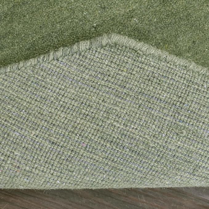 Hand Knotted Loom Wool ECO-Friendly Area Rugs - 8'x8', Octagon, Green Color, Solid Plain Design, High Pile Thick Handmade Anti Skid Area Rugs for Living Room, Bed Room (L00111)