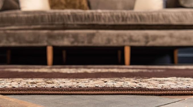 Unique Loom Reza Collection Traditional Persian Style Area Rug, 2 ft 2 in x 8 ft 2 in, Brown/Ivory