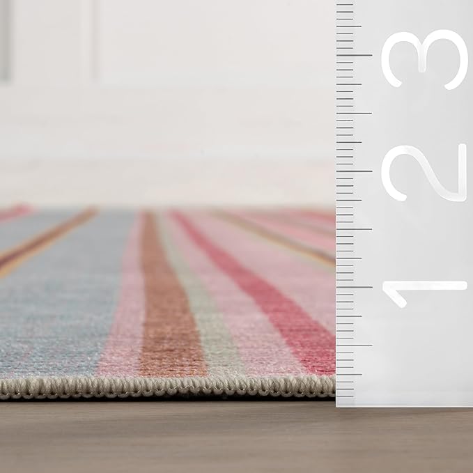 Dash & Albert Jamaica Stripe Multi Machine Washable Rug, 3 X 5 Feet, Blue/White Stripe Pattern