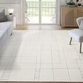 Abani Cream Area Rug – 8' x 10' – Oliver Collection – Geometric Linework Pattern – Non-Shedding, Easy to Clean – Durable for Living Room, Bedroom, or Office, Pet & Child Friendly
