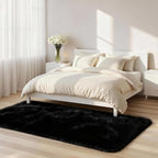 2x6 Solid Fluffy Black Area Rug – Washable, Durable, Small Bedroom Runner Rug, Non-Slip Shag Rugs for Hallway, Living Room, Bedroom, Bedside, Dorms, Kids Room, Nursery Rooms, Soft Indoor Carpet