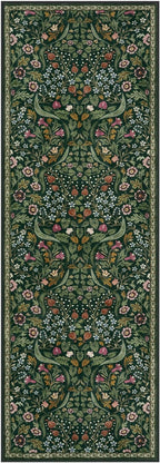 Lahome Floral Hallway Runner, 2x6 Green Washable Runner Rug for Kitchen Non Slip, Soft Stain Resistant Long Carpet for Bathroom Entryway with Rubber Backing