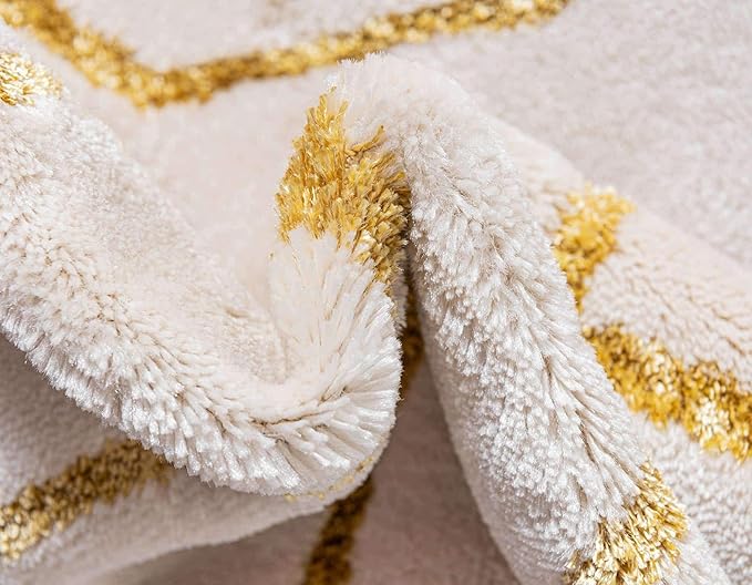 Marilyn Monroe Glam Collection Area Rug - Trellis (10'x 13' Rectangle, White Gold/ Gold)