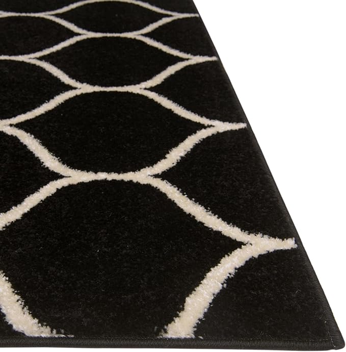 Rugs.com Lattice Frieze Collection Rug – 8' x 11' Black Medium Rug Perfect for Living Rooms, Large Dining Rooms, Open Floorplans
