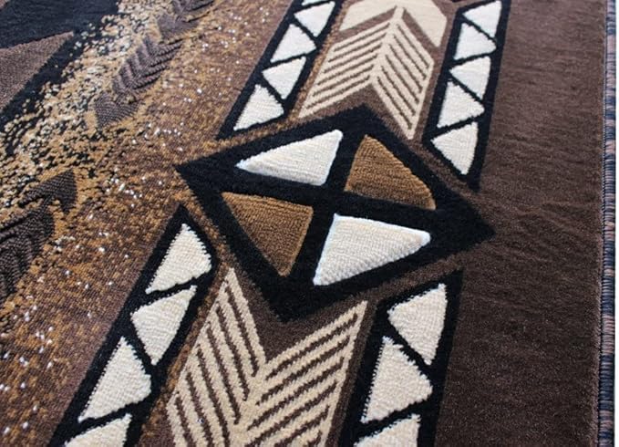 YHSF South West Native American Area Rug C318 - Easy Clean, Thick, Soft, Durable Native Tribal American Indian Inspired Rug for Bedroom/Living Room and More - Black, 8 Feet x 10 Feet