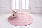 Rugs.com Lattice Frieze Collection Rug – 5' Round Light Pink Medium Rug Perfect for Kitchens, Dining Rooms