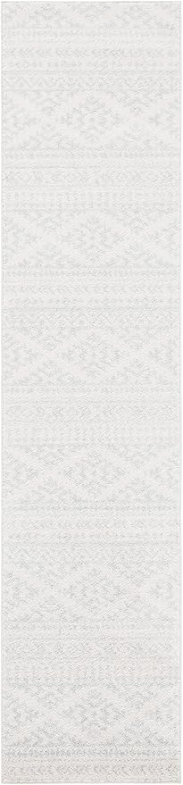 SAFAVIEH Tulum Collection Runner Rug - 2' x 19', Ivory & Light Grey, Moroccan Boho Tribal Design, Non-Shedding & Easy to Clean, Ideal for Living Room, Hallway, Foyer, Bedroom (TUL272G)