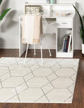 Unique Loom Trellis Frieze Collection Area Rug - Geometric (5' Square, Ivory/ Gray)