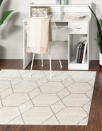 Unique Loom Trellis Frieze Collection Area Rug - Geometric (5' Square, Ivory/ Gray)