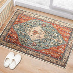 Boho Vintage Oriental Entry Rugs for Entrance Non-Slip Washable Tribal Small Area Rug,Ultra Soft Bohemian Floral Medallion Low-Pile Indoor Front Door Mat for Bedroom Kitchen Bathroom 24" x 36"