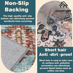 Washable Area Rug 8'x10' Retro Boho Design Non-Shedding Non-Slip Easy Care Ideal for High Traffic Areas in Living Room Bedroom Office Coffee Table Kitchen Large Carpet