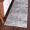 Rugs.com Leipzig Collection Runner Rug – 6 Ft Runner Grey Low-Pile Rug Perfect for Hallways, Entryways