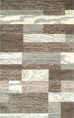 Superior Indoor Area Rug, Jute Backing, Plush Modern Rugs for Entryway, Kitchen Floors, Office Floor Cover, Color Block Rugs, Rockwood Collection, 2' x 3', Light Blue/Ivory