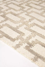 Hand-Tufted Wool Marengo Rug in Taupe – Geometric Patterned Carpet for Living Room, Bedroom & Study – Soft & Durable– 10 x 14
