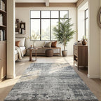 Area Rug 5x7 Washable Rug Black for Living Room, Dining Room, Bedroom, Large Carpets, Non Slip & Non-Shedding Low Pile Vintage Print Rug for Home Office Decor