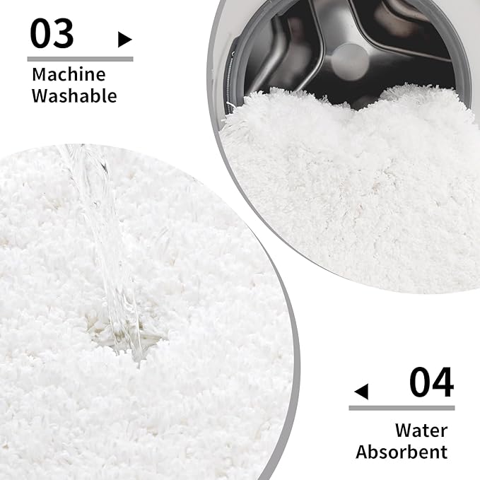 White Bathroom Rugs 24x36 Non Slip Fluffy Bath Mat for Bathroom Floor Washable Plush Luxury Bath Rug for Tub Soft Shaggy Absorbent Shower Sink Mat