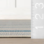 Dash & Albert Talos Blue Machine Washable Rug, 9.5 X 13.5 Feet, Blue/Ivory Stripe Pattern