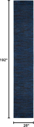 Nourison Home Nourison Essentials Midnight Blue 2'2" x 16' Area Rug - Easy Clean, Non Shedding, Bed Room, Living Room, Dining Room, Kitchen (16' Runner)