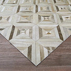 Premium Diamond, Patterned Leather Area Rug, Luxury Non Slip Floor Accent for Dining Room, Leather Area Rug for Living Room, Elegant Collection Indoor Carpet, Color: Grey, Size: 9X12 ft