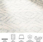SAFAVIEH Adirondack Collection Runner Rug - 2'6" x 14', Ivory & Light Blue, Modern Diamond Distressed Design, Non-Shedding & Easy Care, Ideal for High Traffic Areas in Living Room, Bedroom (ADR131T)