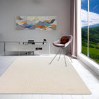 Hand-Tufted 100% Wool Area Rug – Unique Modern Geometric Grid Pattern, Soft Plush Textured Carpet for Living Room, Bedroom, Dining Room & Entryway (Beige, 2.6' x 8')