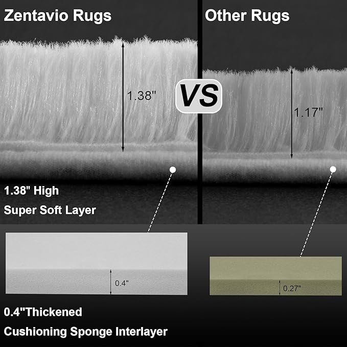 Zentavio White Area Rugs for Bedroom Soft Large Living Room Rugs 6x9 Fluffy Furry Shag Aesthetic Carpet Plush High Pile Floor Rug for Nursery Kids Room Dorm Home Decor
