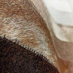 Round Faux Cowhide Leather Rug 8×8 ft – Brown & Beige Rustic Western Farmhouse Boho Concentric Patchwork Non-Slip Durable Faux Leather Area Carpet for Living Room, Bedroom & Office